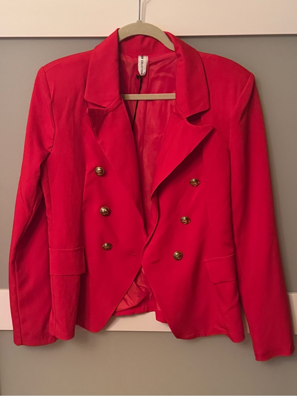 Red Double-Breasted Women's Blazer Jacket